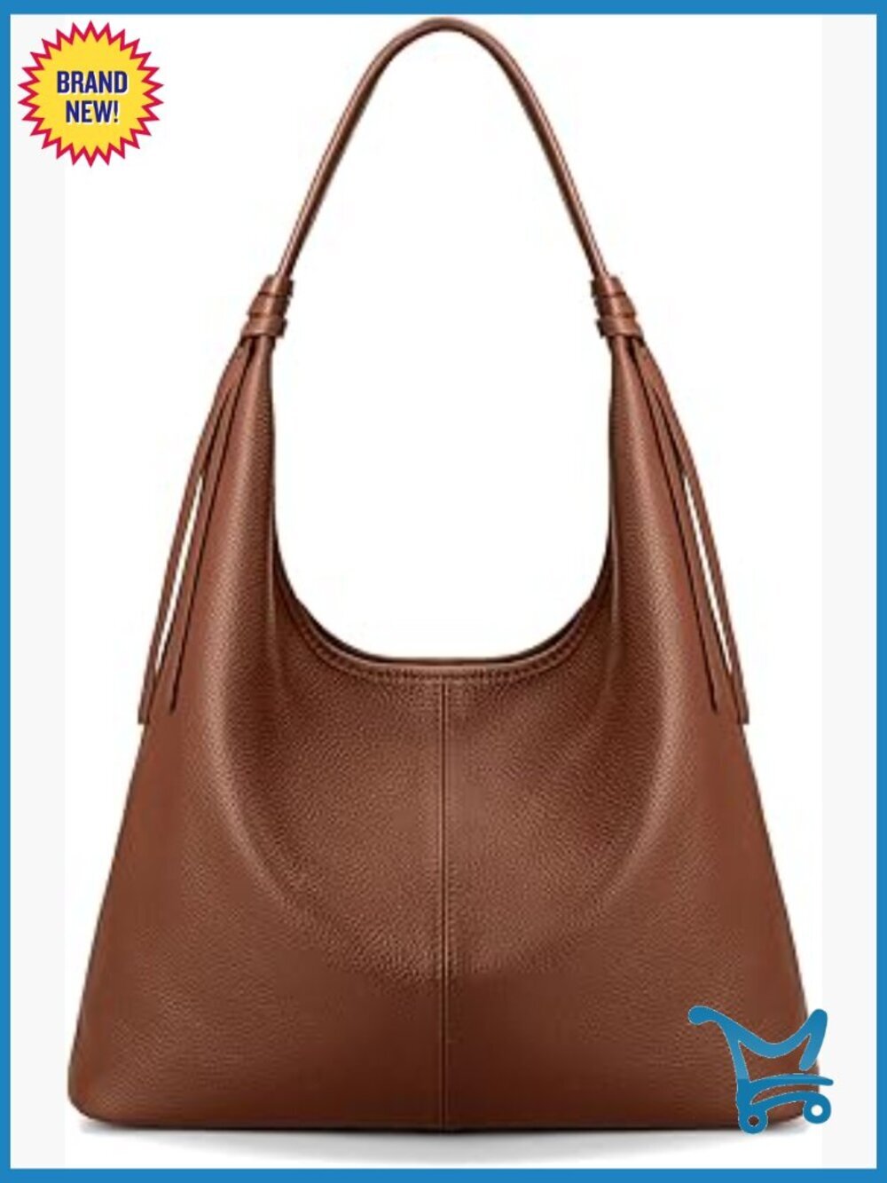 Genuine Leather Slouchy Hobo Tote with Tassel Ribbon, Magnetic Closure